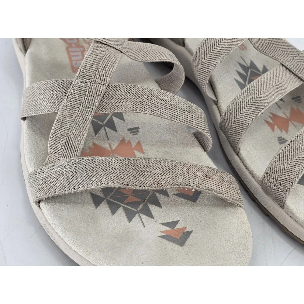 Skechers Slip-ins Reggae Slim Sandals Womens 11 Taupe Strappy Aztec -Excellent